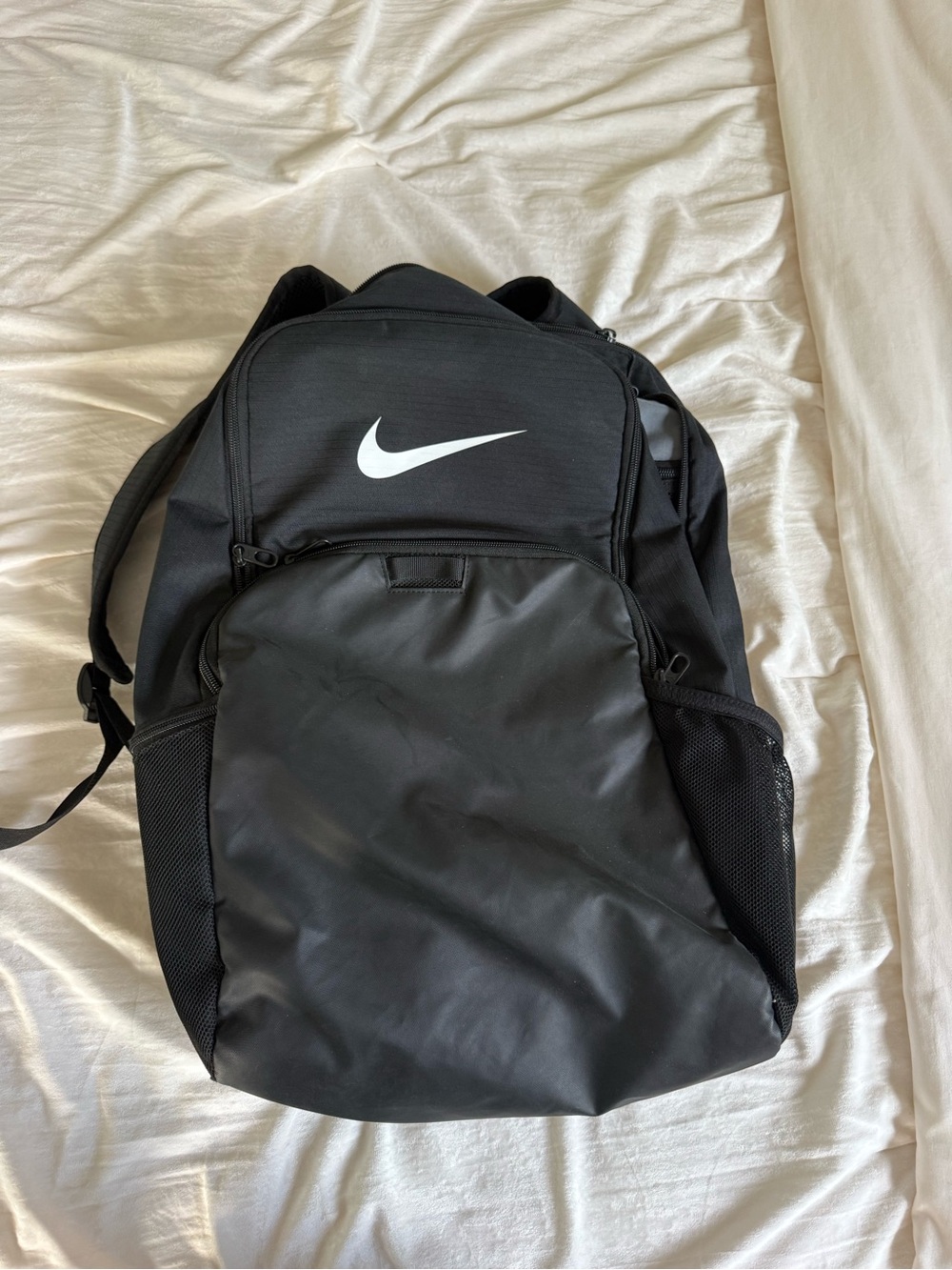 Nike Black Backpack with White Swoosh Logo